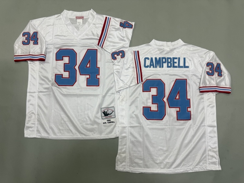 Men 2025 Tennessee Titans 34 Campbell white Throwback Limited NFL Jersey style 001